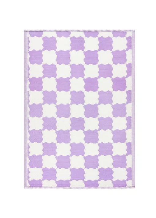 furn. Lilac Check Outdoor 100% Recycled Rug (120 x 180cm)