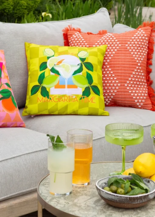 furn. Lime Margarita Filled Outdoor Cushions (43cm x 43cm x 8cm)