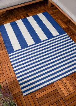 furn. Navy/White Deck Stripe Printed Indoor/Outdoor Rug