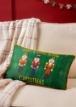 furn. Nutcracker Cracking Christmas Filled Cushion (30cm x 50cm x 8cm)