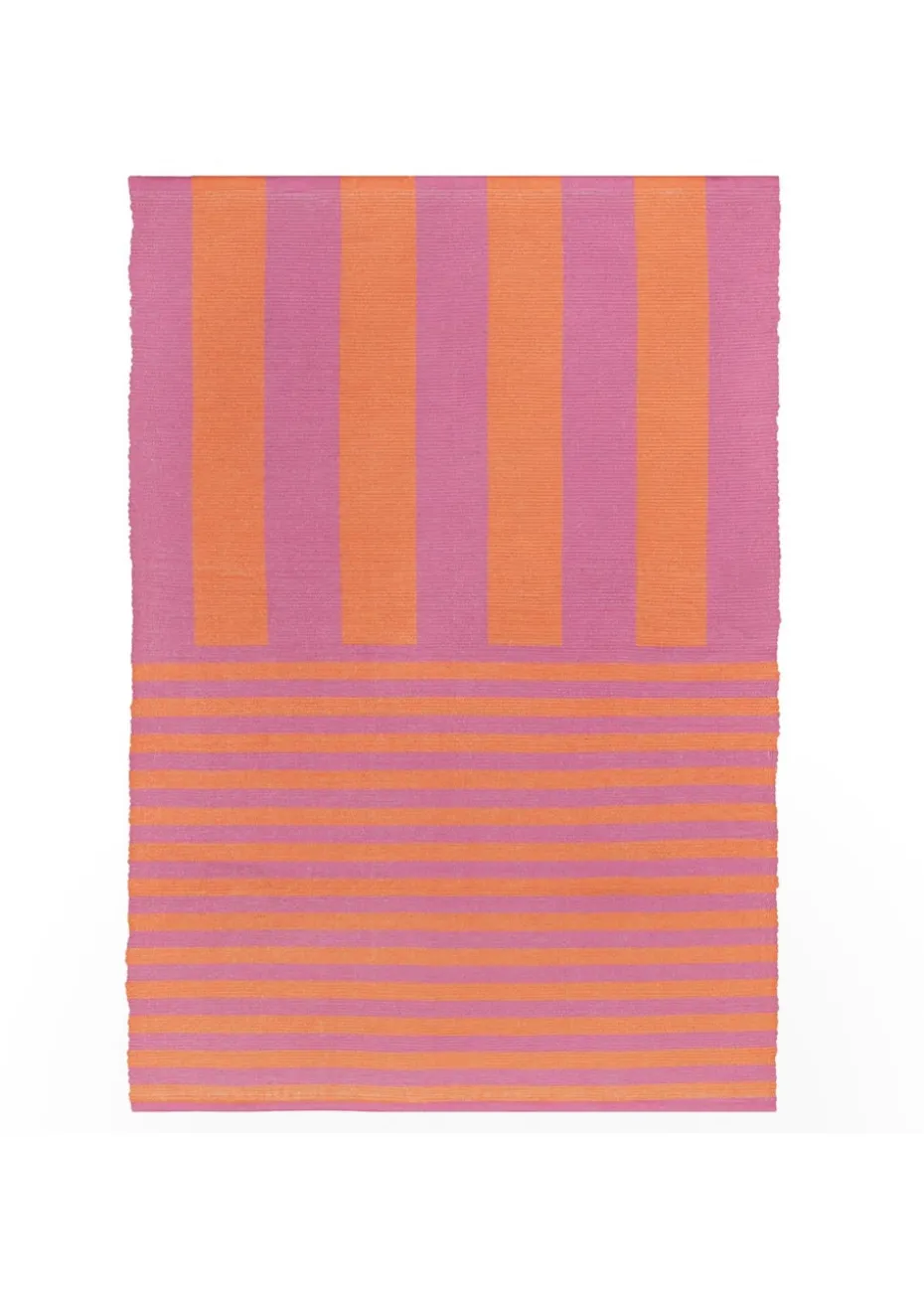 furn. Pink Deck Stripe Printed Indoor/Outdoor Rug