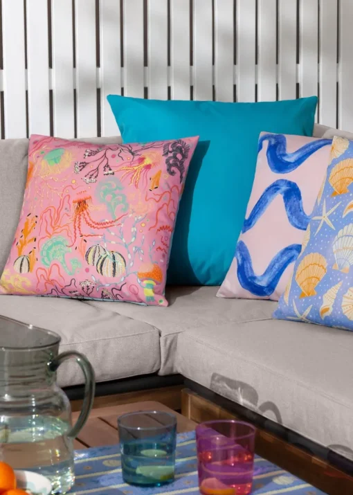furn. Pink Reef Printed Outdoor Outdoor Cushion