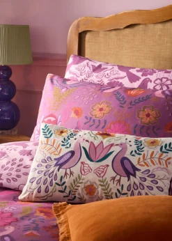 furn. Purple Broderie Floral Reversible Duvet Cover Set