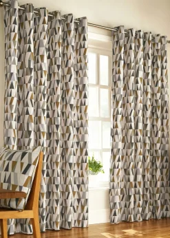 furn. Reno Geometric Eyelet Curtains