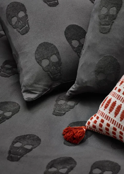 furn. Skulls Tufted 100% Cotton Duvet Cover Set