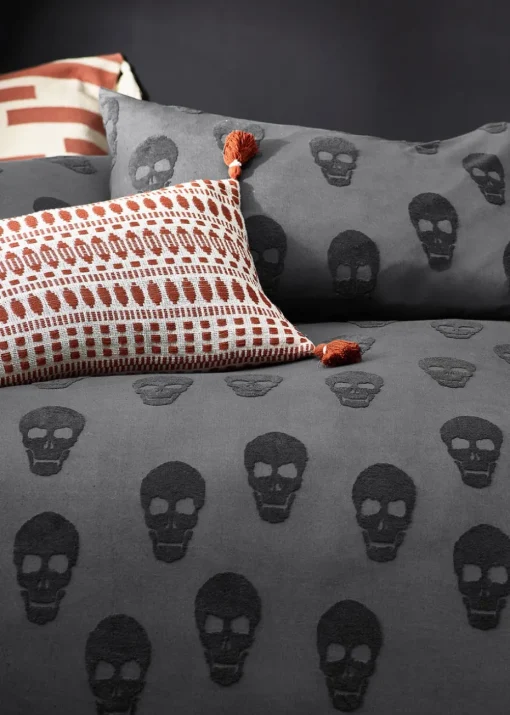 furn. Skulls Tufted 100% Cotton Duvet Cover Set