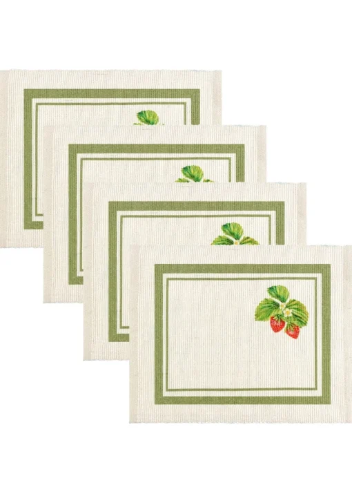 furn. Strawberry Set Of 4 Table Placemats (46 x 36cm)
