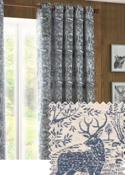 furn. Winter Woods Animal Chenille Eyelet Curtains