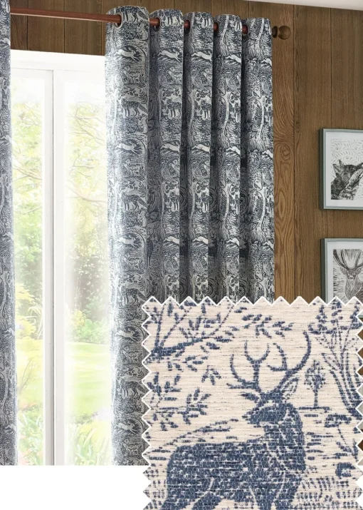 furn. Winter Woods Animal Chenille Eyelet Curtains