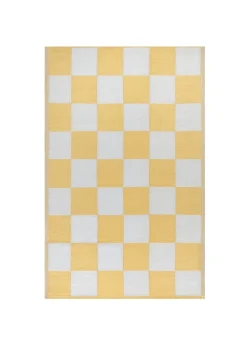 furn. Yellow Checkerboard Recycled Outdoor Rug