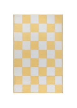 furn. Yellow Checkerboard Recycled Outdoor Rug