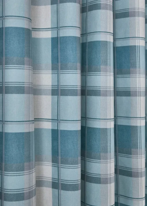Fusion Balmoral Check Blue Eyelet Curtains