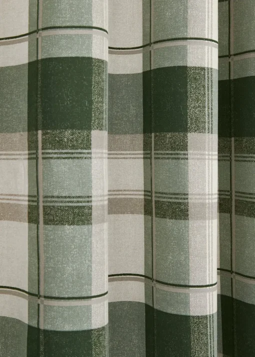 Fusion Balmoral Check Bottle Green Eyelet Curtains