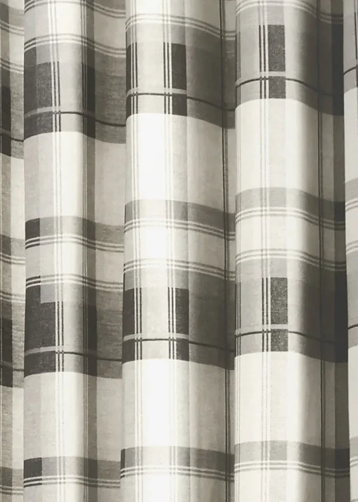 Fusion Balmoral Check Grey Eyelet Curtains