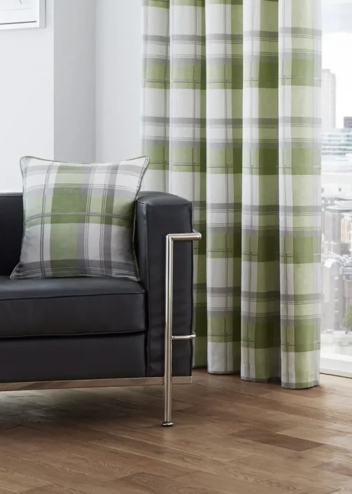 Fusion Balmoral Check Green Filled Cushion (43cm x 43cm)