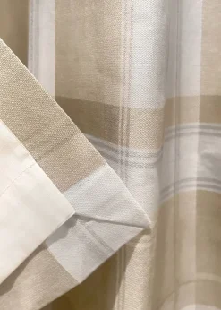 Fusion Balmoral Check Natural Eyelet Curtains