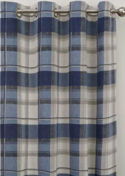 Fusion Balmoral Check Navy Eyelet Curtains