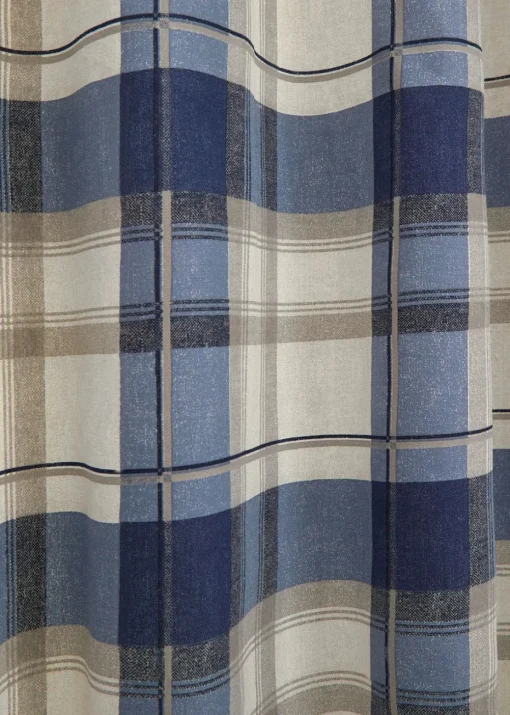 Fusion Balmoral Check Navy Eyelet Curtains