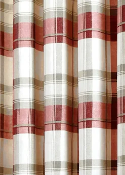 Fusion Balmoral Check Red Eyelet Curtains
