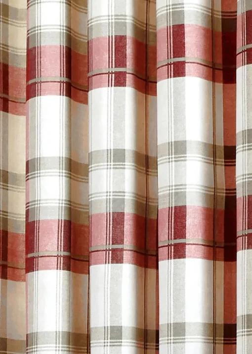 Fusion Balmoral Check Red Eyelet Curtains