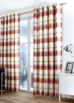 Fusion Balmoral Check Red Eyelet Curtains