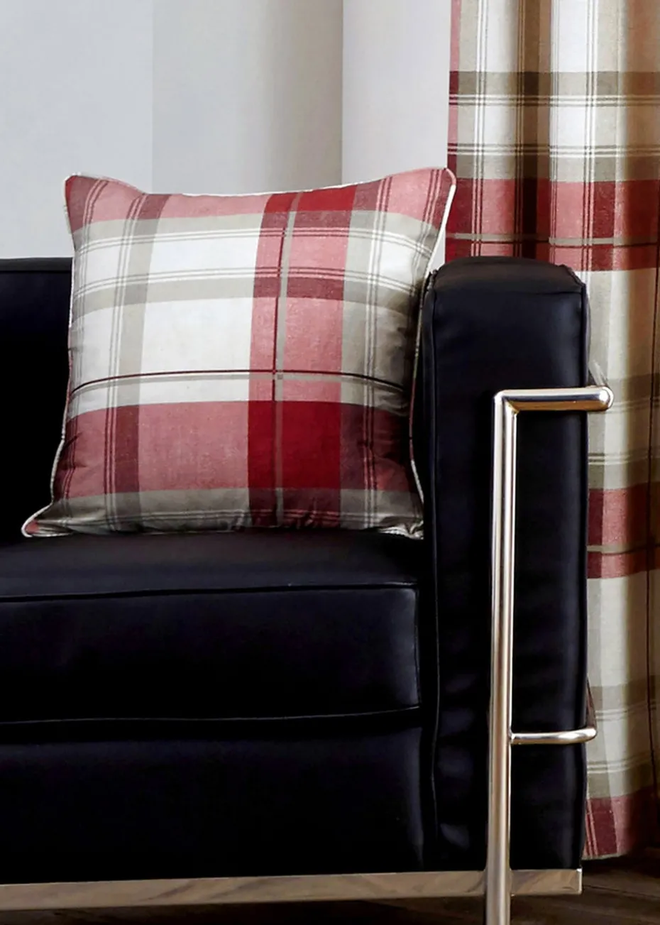 Fusion Balmoral Check Red Filled Cushion (43cm x 43cm)