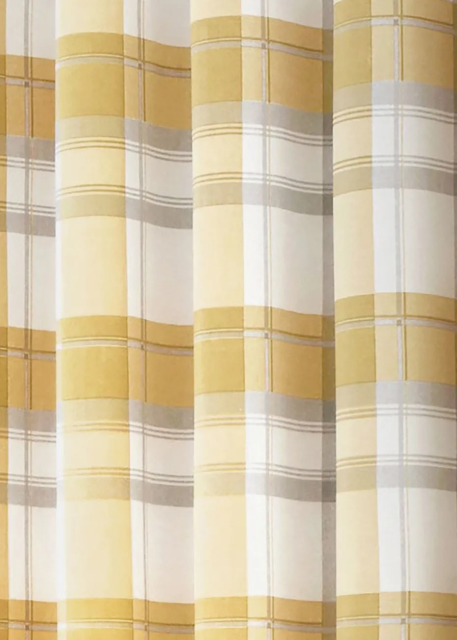 Fusion Balmoral Check Yellow Eyelet Curtains