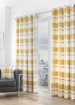 Fusion Balmoral Check Yellow Eyelet Curtains