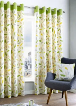 Fusion Beechwood Green Eyelet Curtains