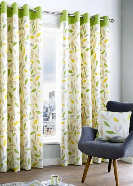 Fusion Beechwood Green Eyelet Curtains
