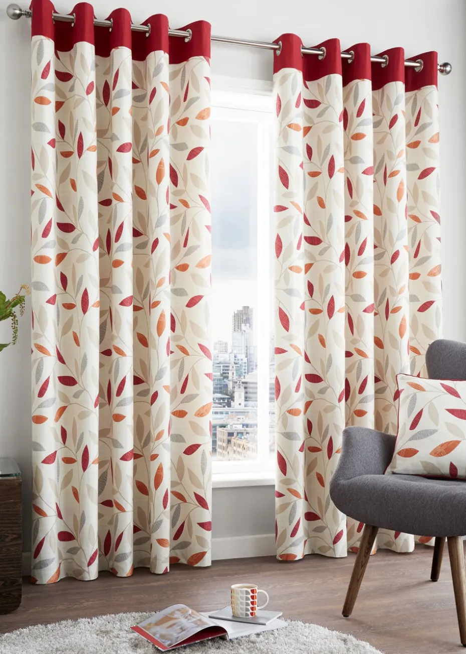 Fusion Beechwood Red Eyelet Curtains