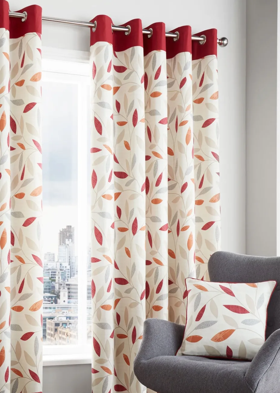 Fusion Beechwood Red Eyelet Curtains