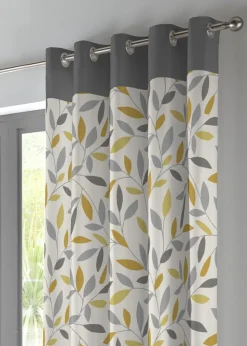 Fusion Beechwood Yellow Eyelet Curtains
