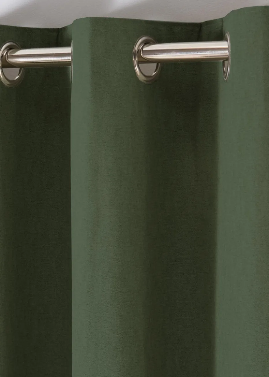 Fusion Cannes Woven Bottle Green Eyelet Curtains