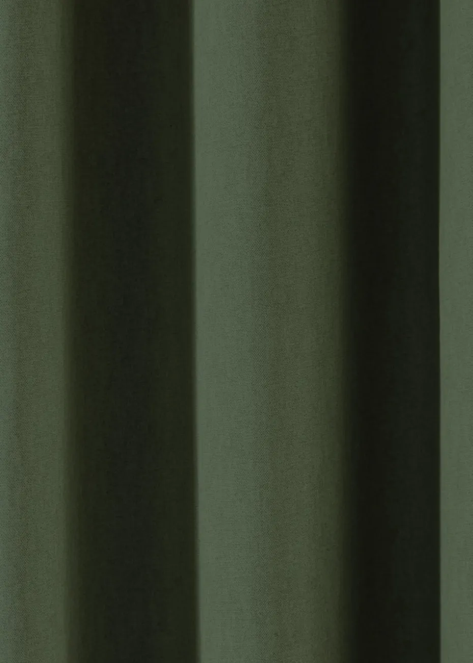 Fusion Cannes Woven Bottle Green Eyelet Curtains