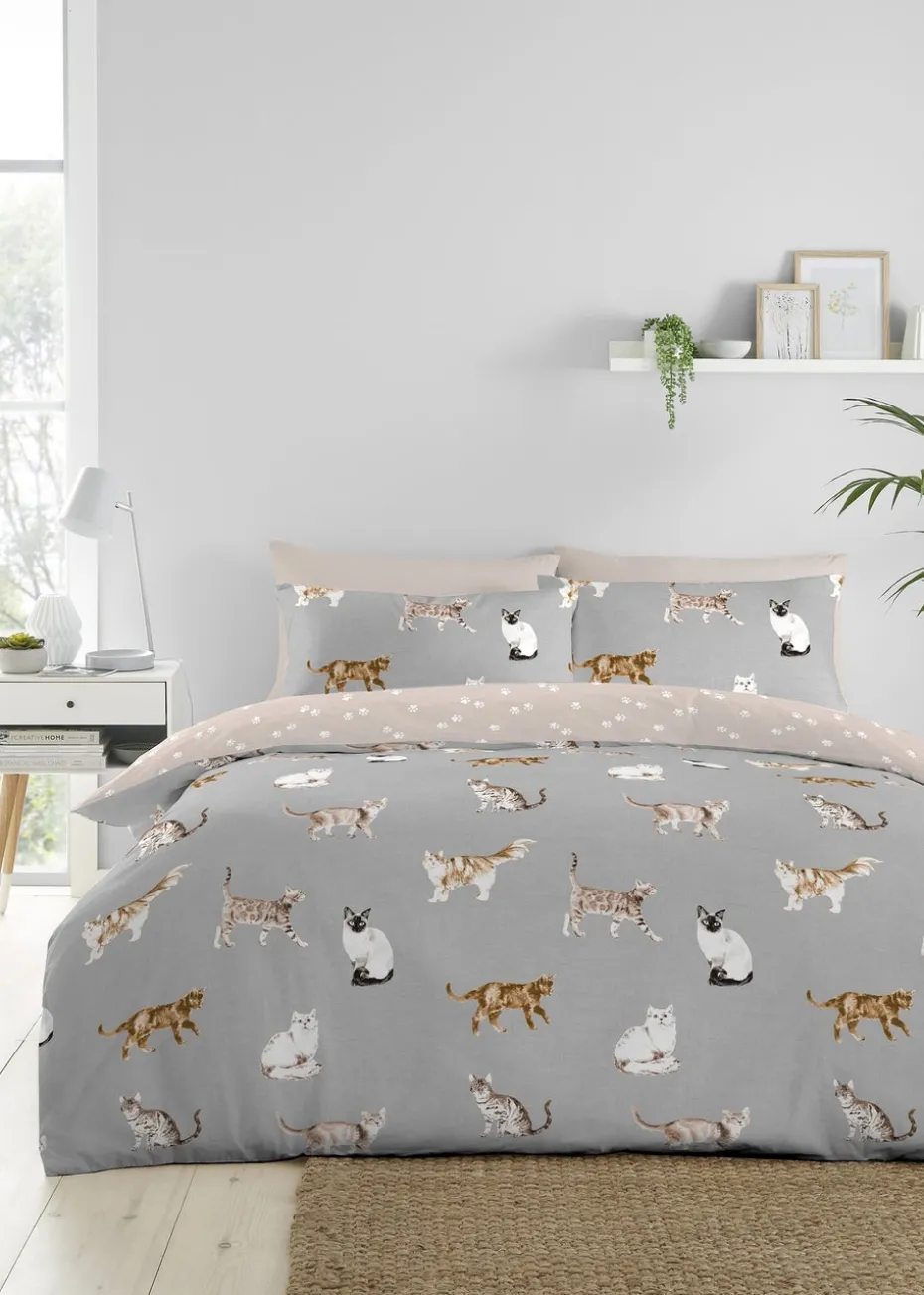 Fusion Cats Grey Duvet Cover Set