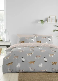 Fusion Cats Grey Duvet Cover Set