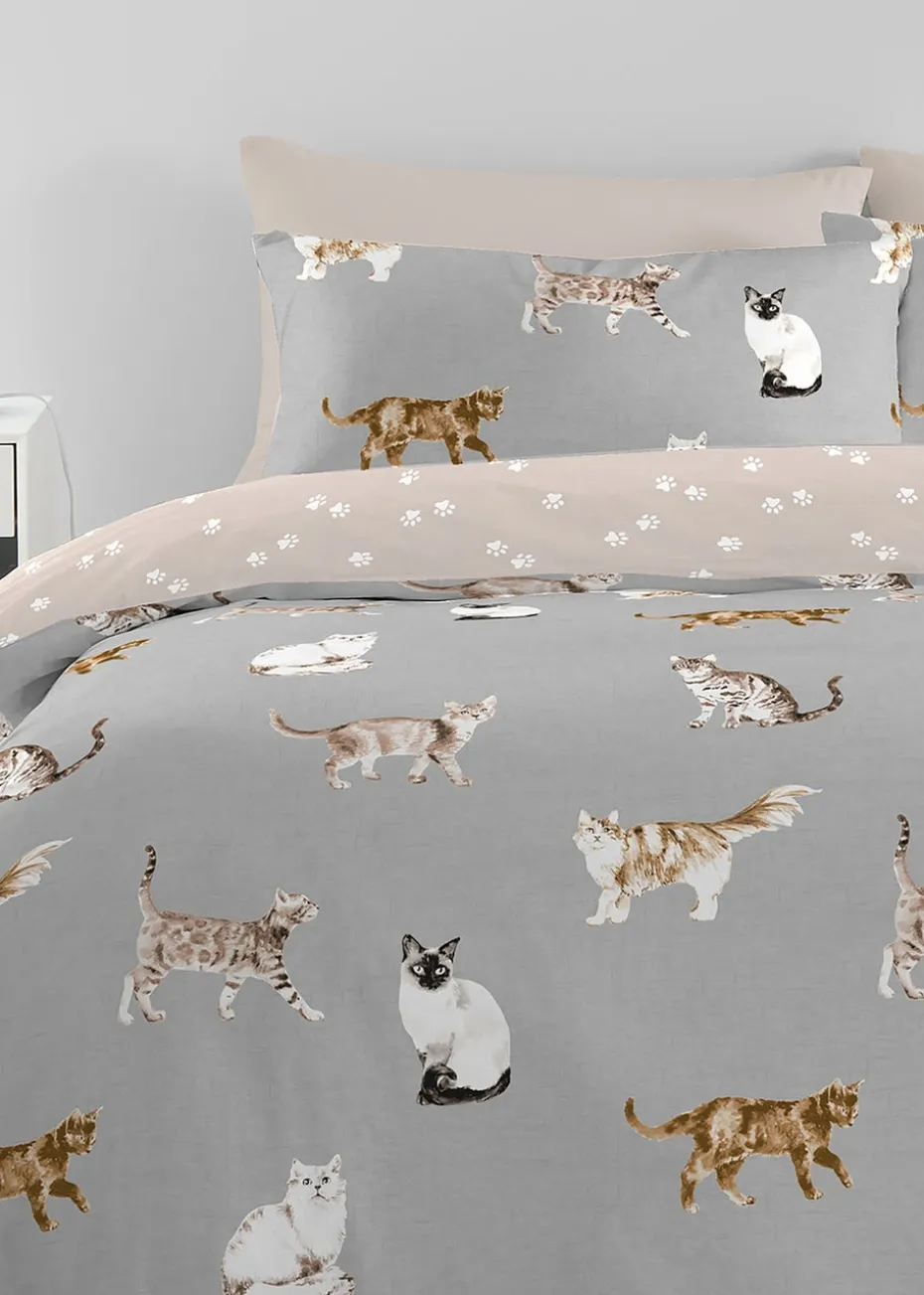 Fusion Cats Grey Duvet Cover Set