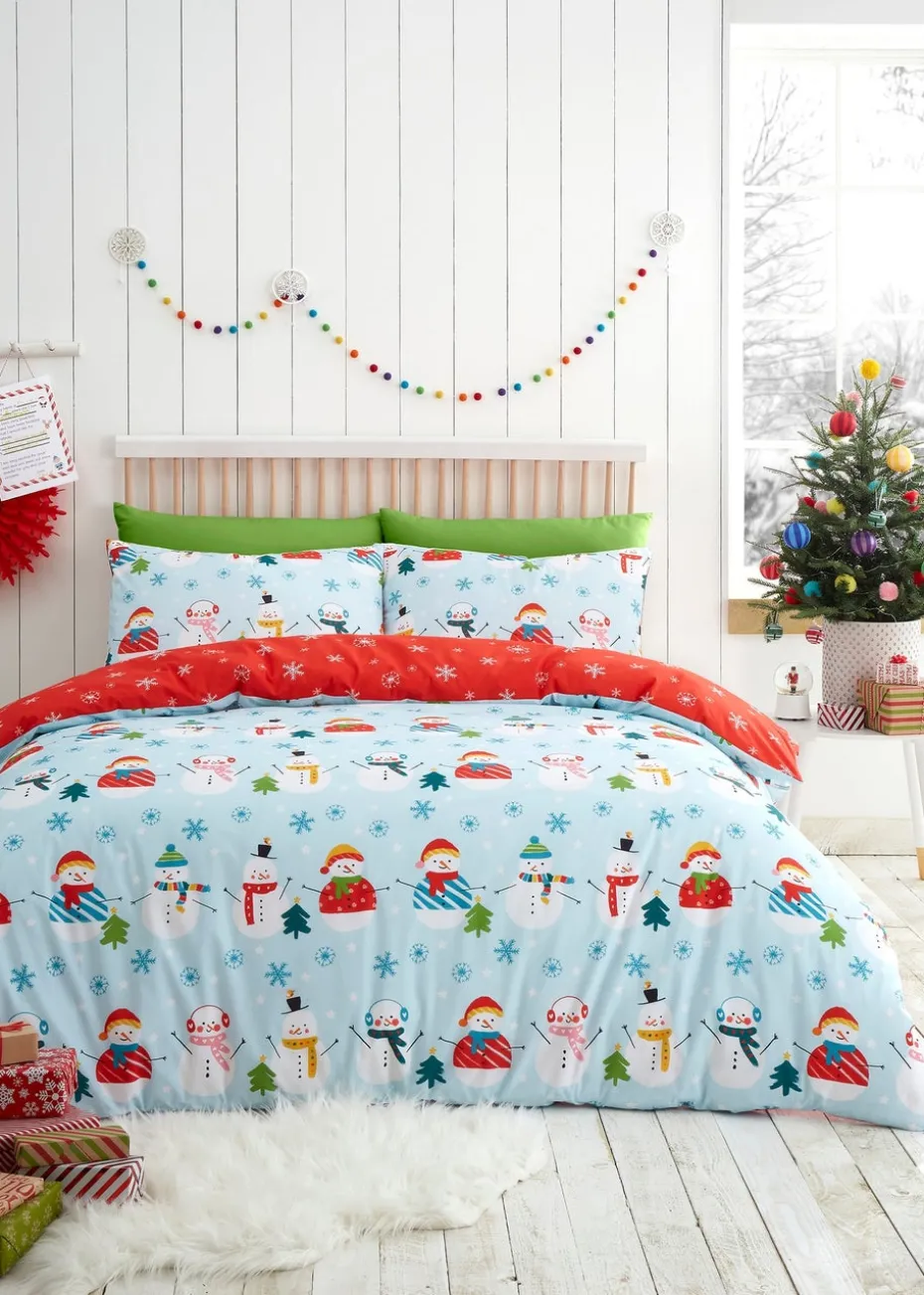 Fusion Christmas Snowman Duck Egg Duvet Cover Set