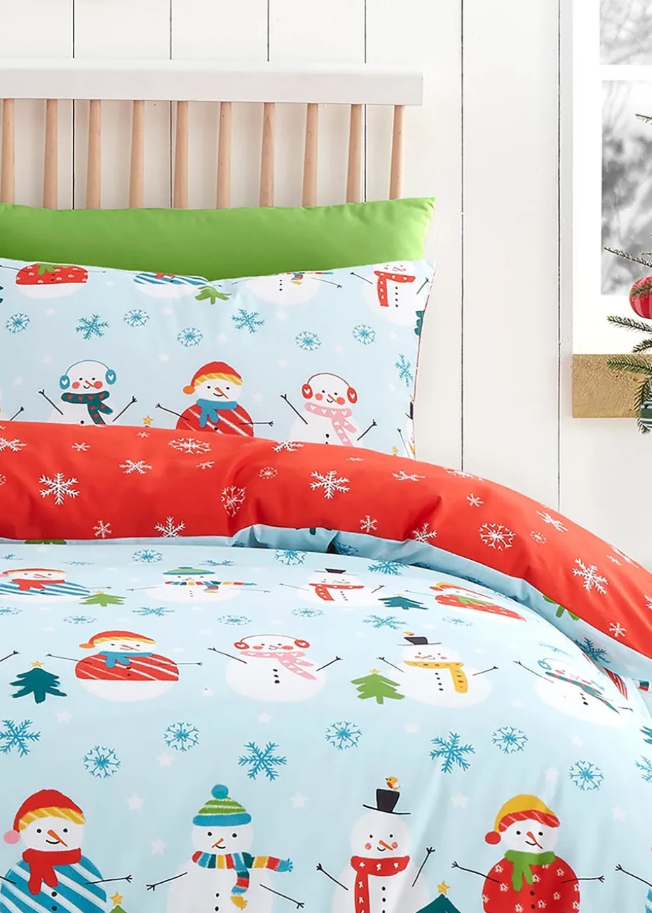 Fusion Christmas Snowman Duck Egg Duvet Cover Set