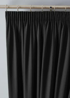 Fusion Dijon Blackout / Thermal Insulated Black Pencil Pleat Curtains
