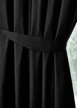 Fusion Dijon Blackout / Thermal Insulated Black Pencil Pleat Curtains
