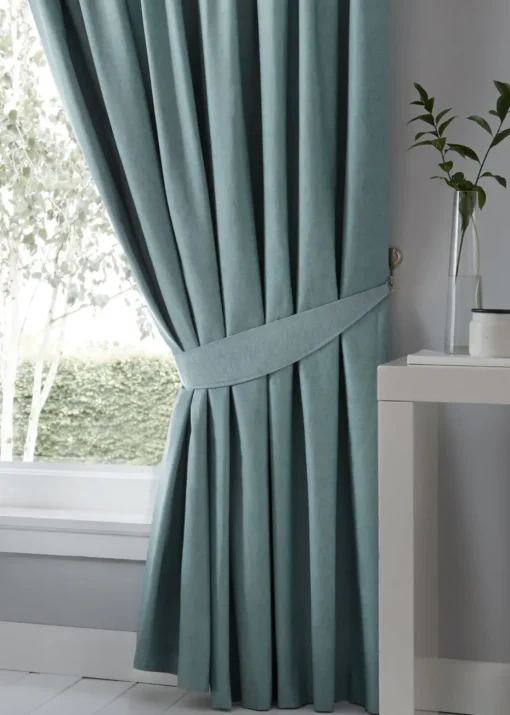 Fusion Dijon Blackout Blue Pencil Pleat Curtains