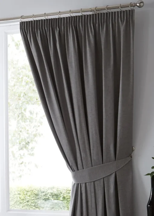 Fusion Dijon Blackout Grey Pencil Pleat Curtains