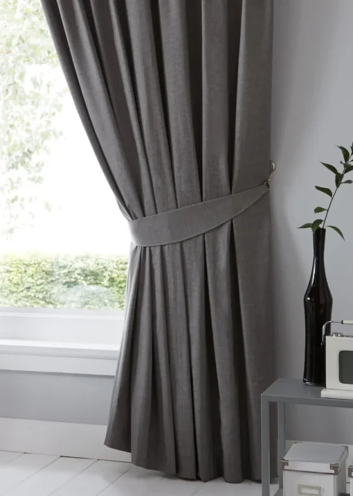 Fusion Dijon Blackout Grey Pencil Pleat Curtains