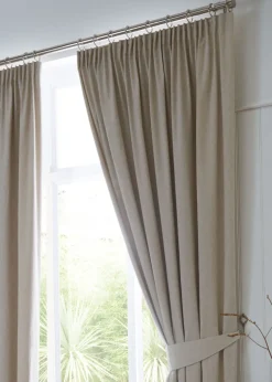 Fusion Dijon Blackout Natural Pencil Pleat Curtains