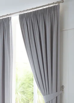 Fusion Dijon Blackout Silver Pencil Pleat Curtains
