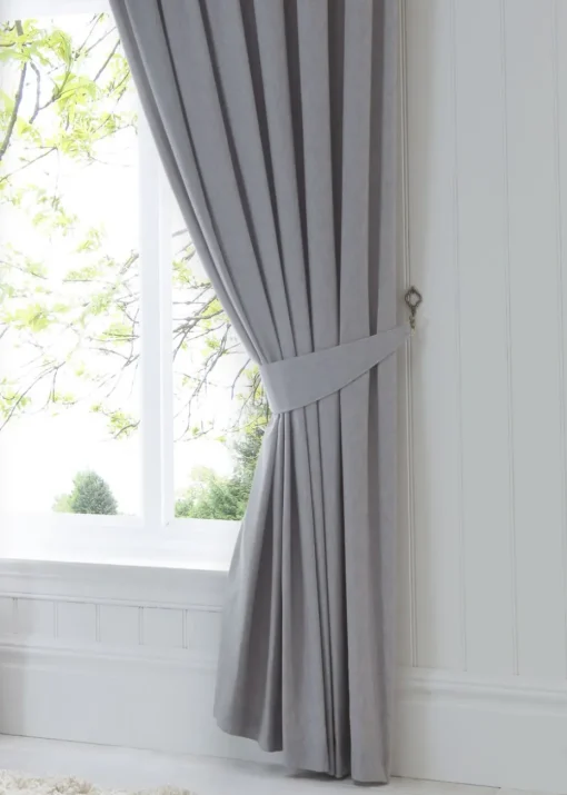 Fusion Dijon Blackout Silver Pencil Pleat Curtains
