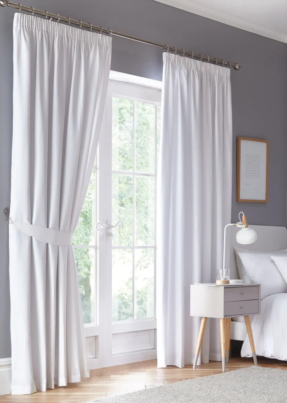 Fusion Dijon Blackout White Pencil Pleat Curtains
