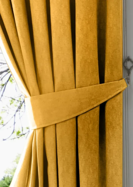 Fusion Dijon Blackout Yellow Pencil Pleat Curtains